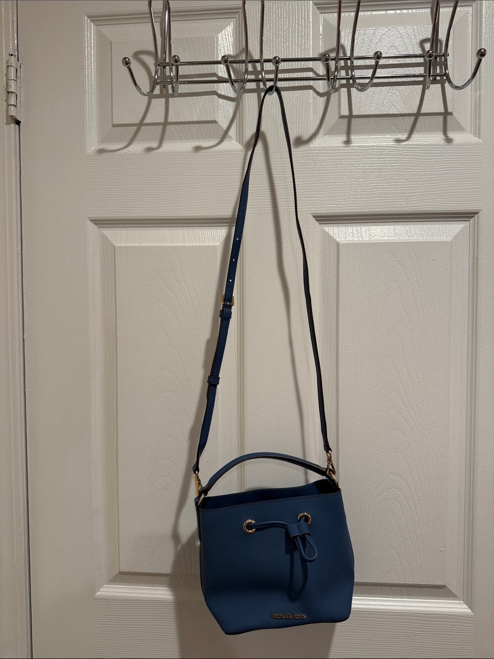 Michael Kors Slate Blue Mini Drawstring Bucket Bag